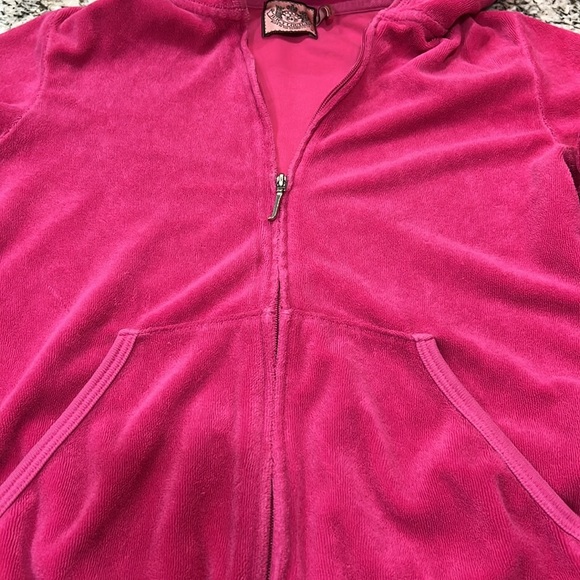 Vintage Y2K Juicy Couture Jacket Pink Hoodie Terry Cloth Med Her Majesty Crown - Picture 3 of 8